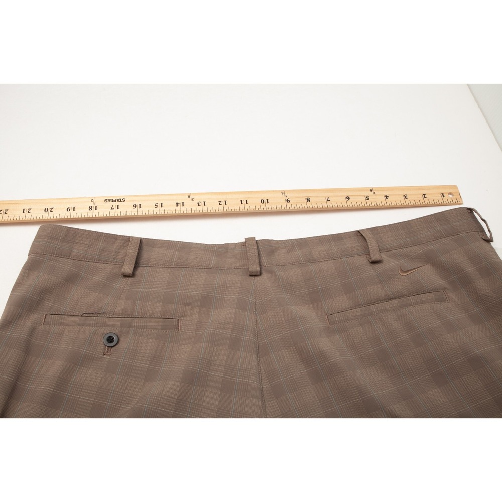 Nike Golf Shorts Mens 40 Brown Plaid Fit Dry Flat Front Athletic 347141-242 - Picture 7 of 10